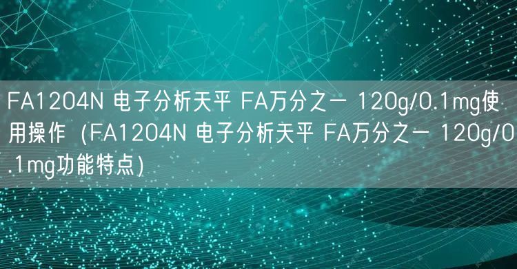 FA1204N 電子分析天平 FA萬分之一 120g/0.1mg使用操作（FA1204N 電子分析天平 FA萬分之一 120g/0.1mg功能特點）(圖1)